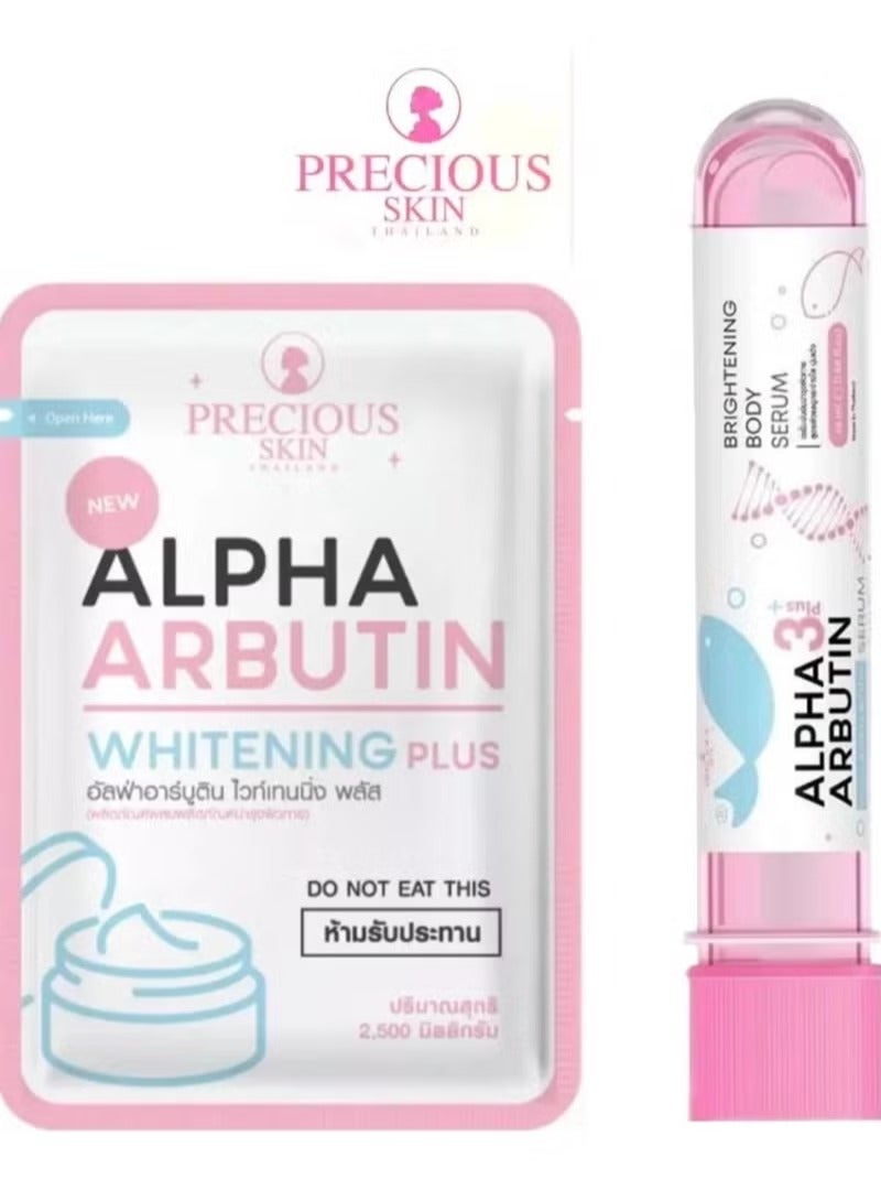 سيروم تبييض البشرة بالكولاجين ألفا أربوتين من بريشوس سكين، كبسولات تبييض الجسم بمسحوق ألفا أربوتين بلس